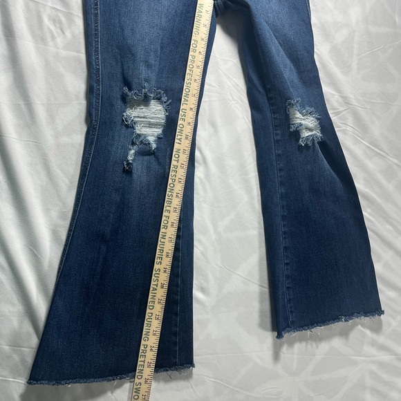 Judy Blue Dark Wash Distressed Flare Jeans Juniors size 7/28 stretch JB88739 - Picture 8 of 15